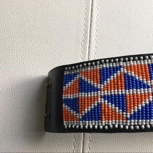African Leather Beaded Cuff Bracelet